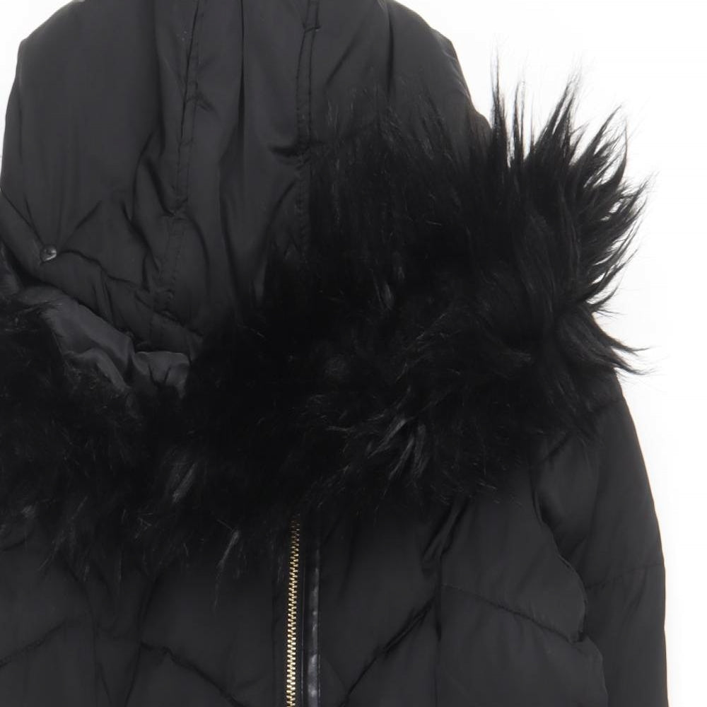 Oasis Womens Black   Parka Coat Size M