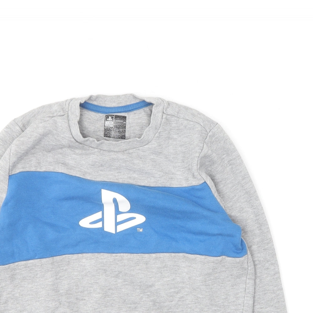 F&F Boys Grey  Cotton Pullover Sweatshirt Size 8-9 Years   - Play Station