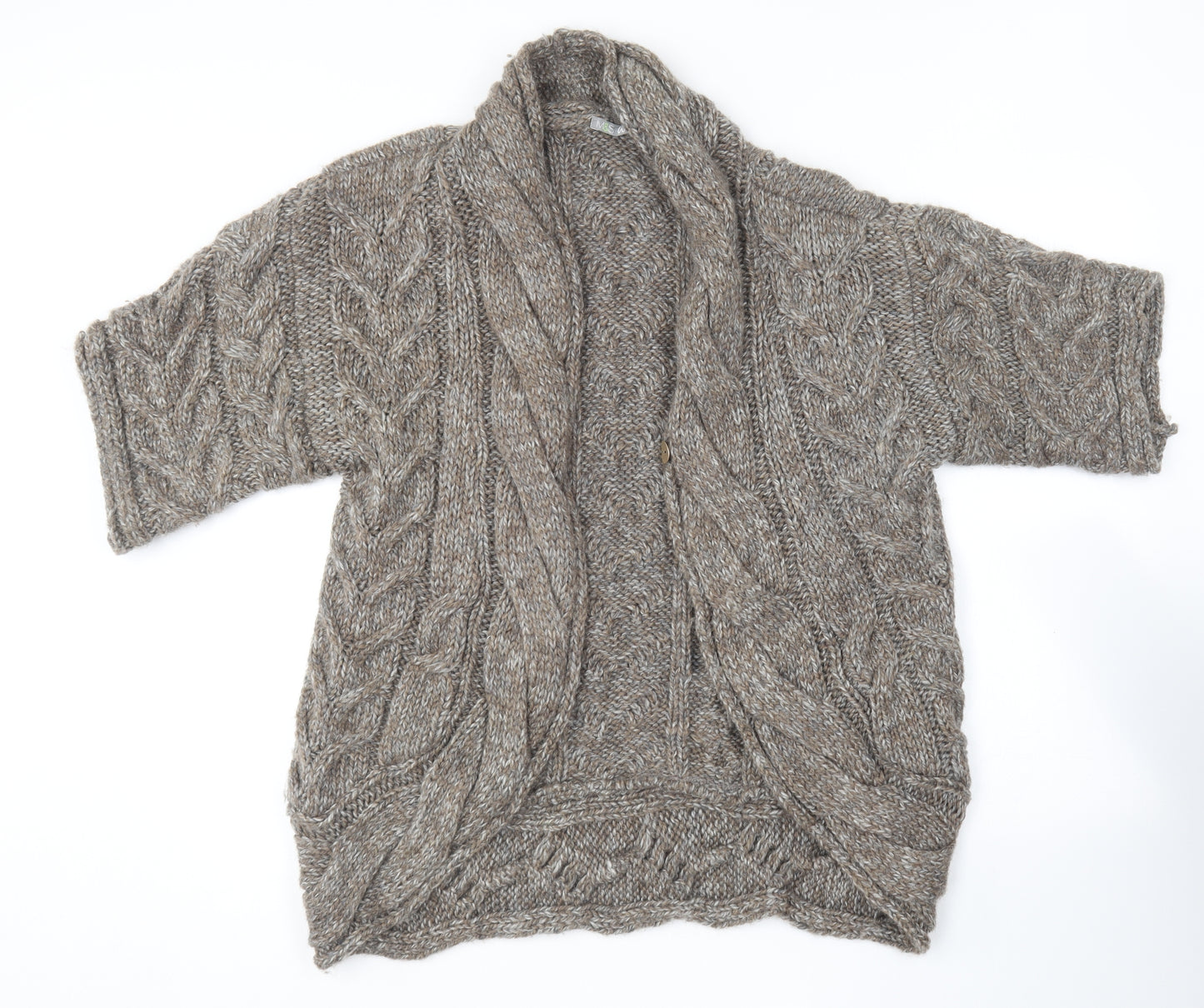 Marks and Spencer Womens Brown V-Neck  Acrylic Cardigan Jumper Size 14