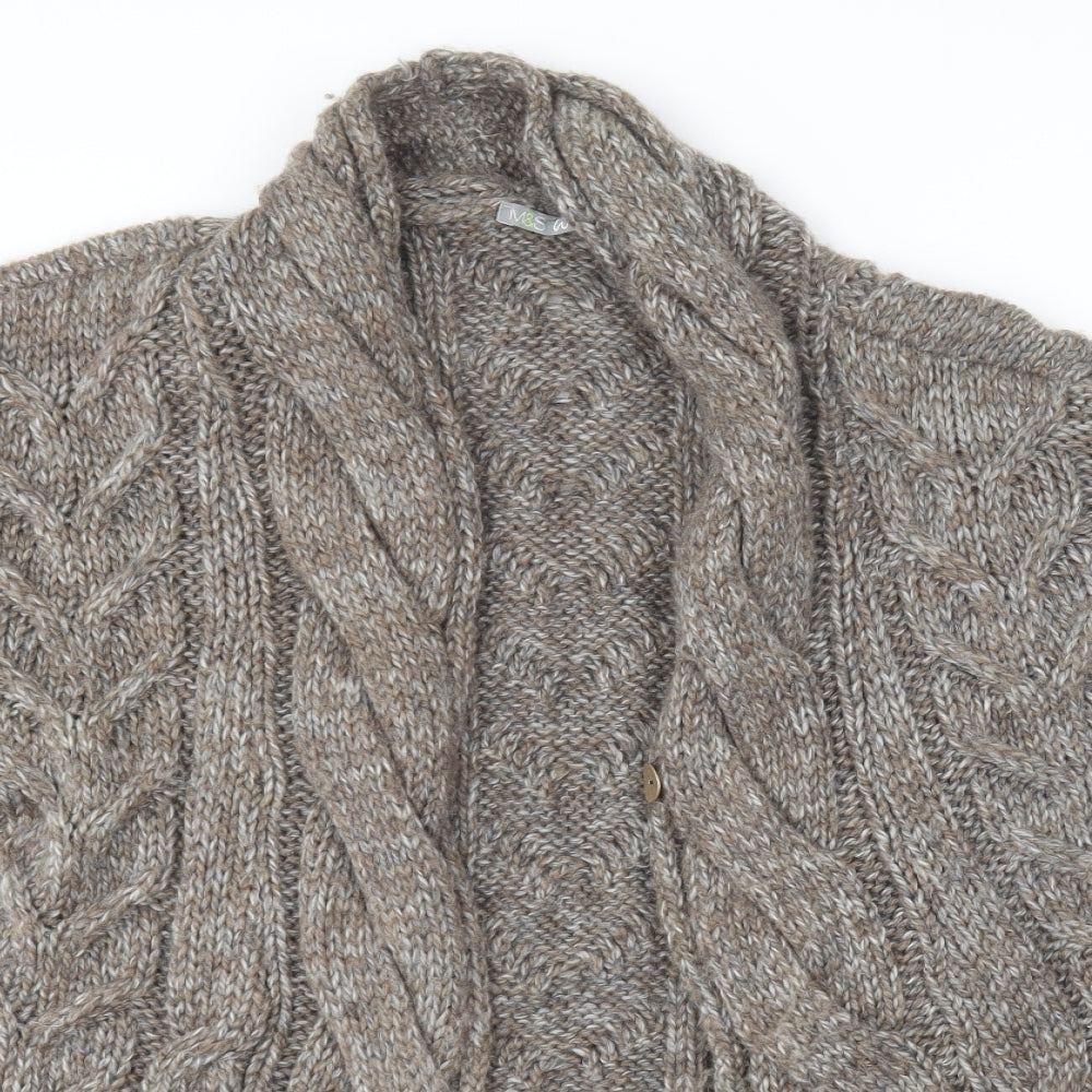 Marks and Spencer Womens Brown V-Neck  Acrylic Cardigan Jumper Size 14