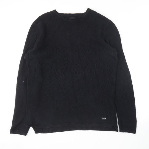 ONLY & SONS Mens Blue Round Neck  Cotton Pullover Jumper Size L