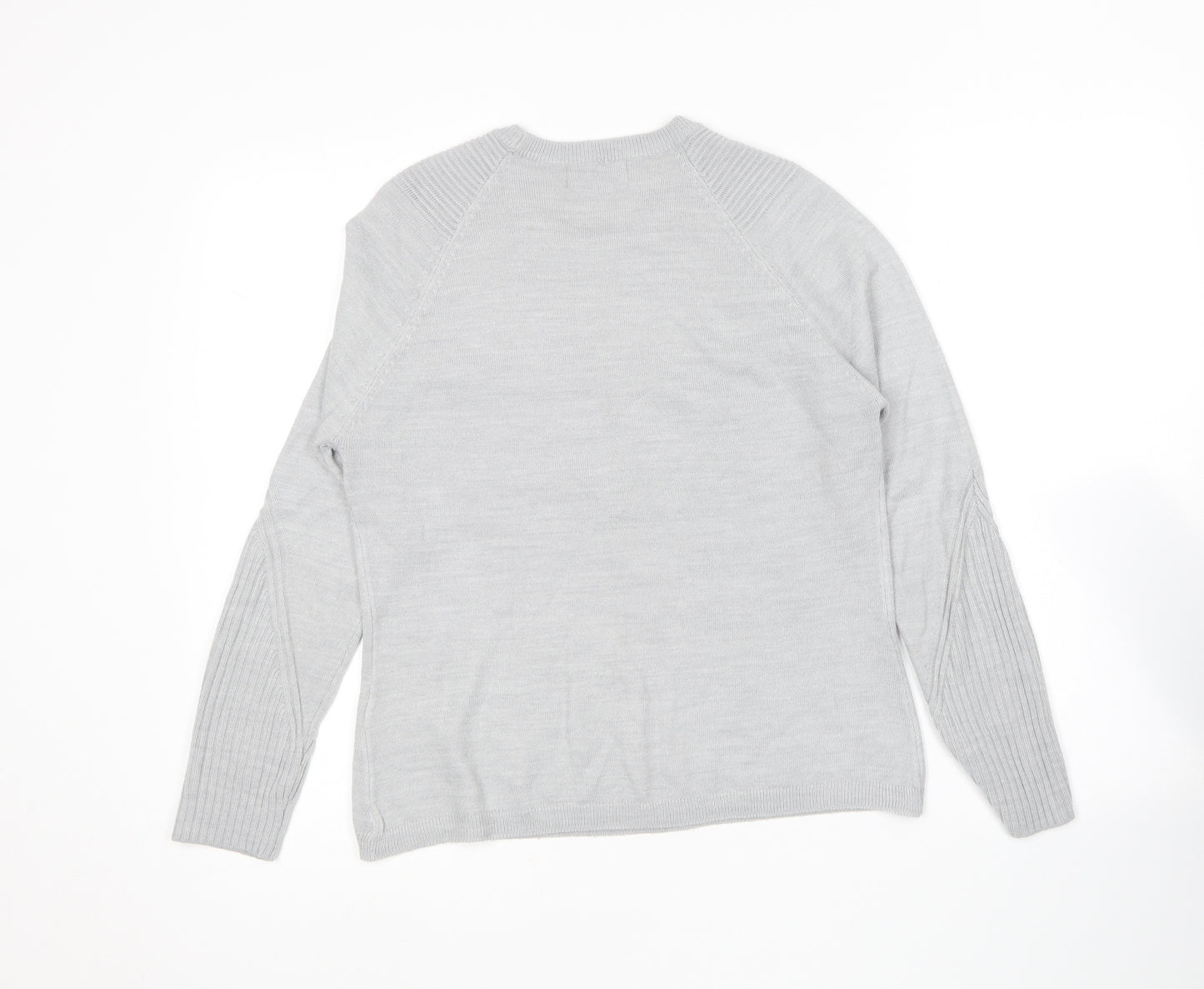 Marks and Spencer Womens Grey Round Neck  Acrylic Pullover Jumper Size 10