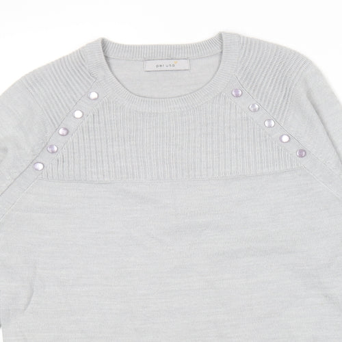 Marks and Spencer Womens Grey Round Neck  Acrylic Pullover Jumper Size 10