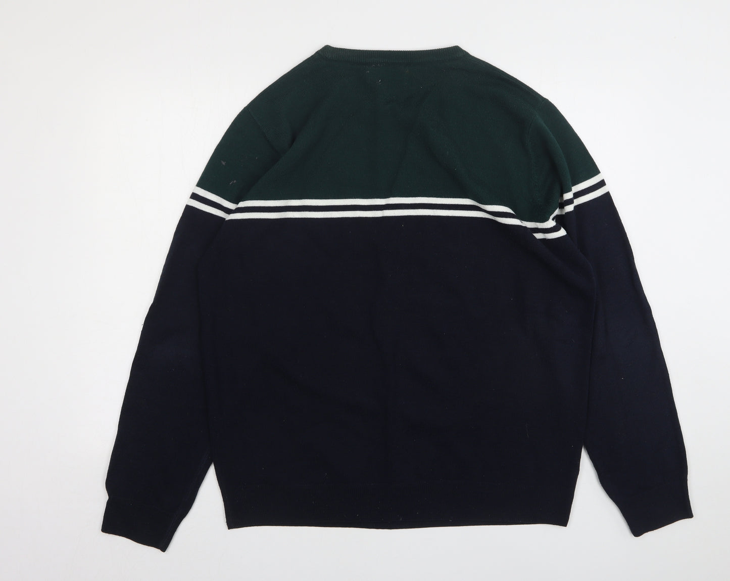 Primark Mens Multicoloured Round Neck Striped Acrylic Pullover Jumper Size 2XL