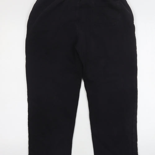 Easy Mens Black  Cotton Sweatpants Trousers Size M L25 in Regular Drawstring - Cropped
