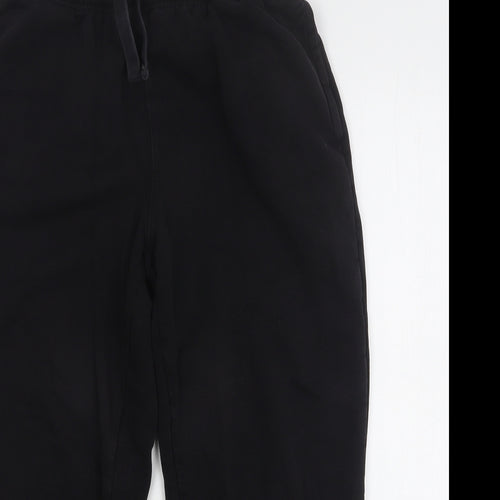 Easy Mens Black  Cotton Sweatpants Trousers Size M L25 in Regular Drawstring - Cropped