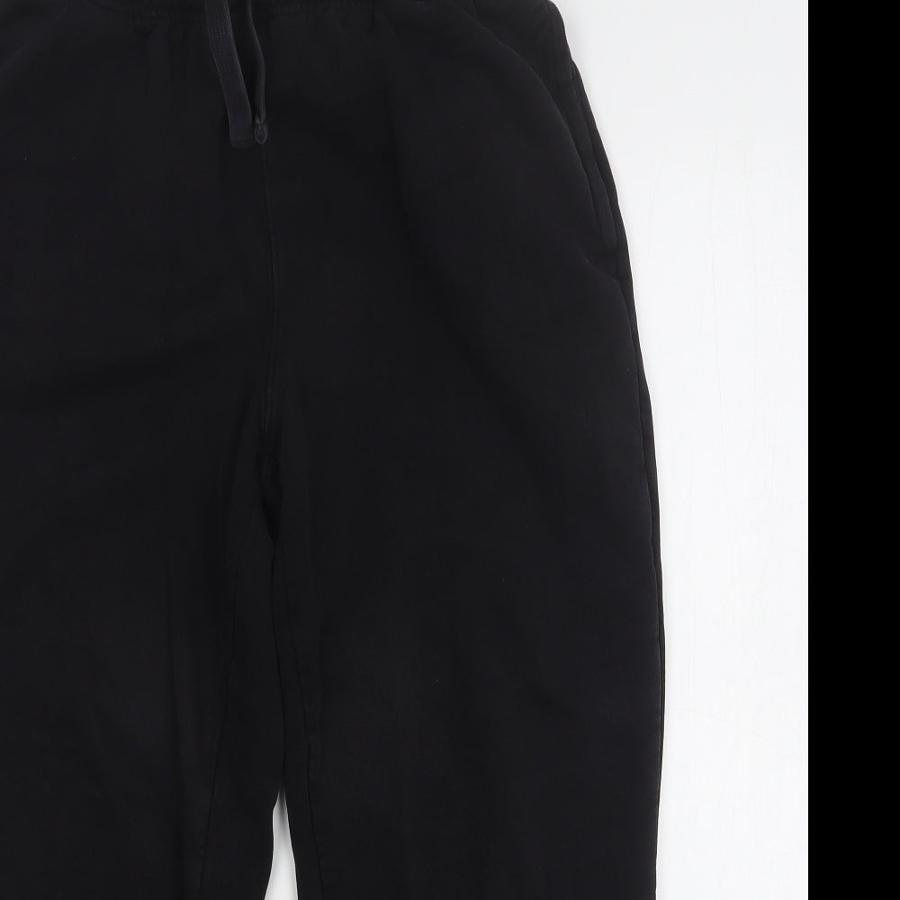 Easy Mens Black  Cotton Sweatpants Trousers Size M L25 in Regular Drawstring - Cropped