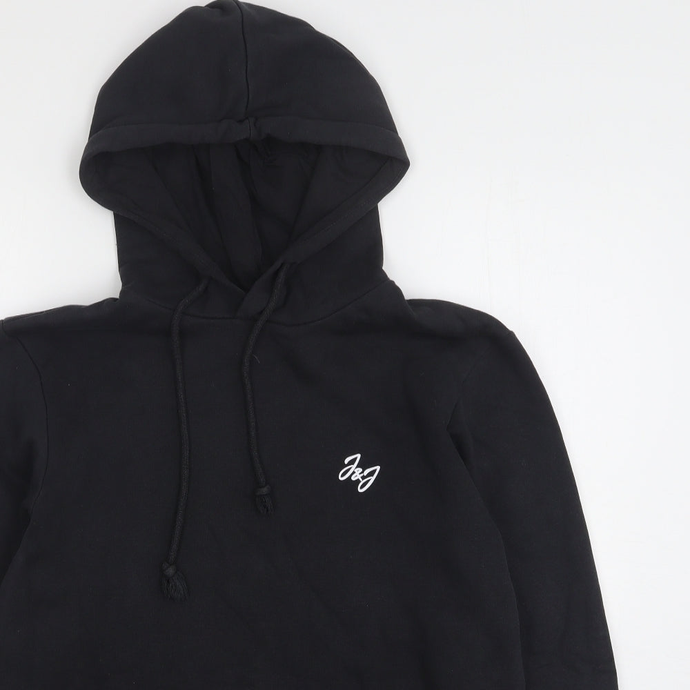 JACK & JONES Mens Black  Cotton Pullover Hoodie Size M