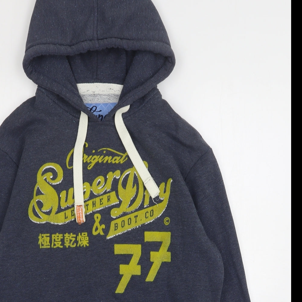 Superdry Mens Blue  Cotton Pullover Hoodie Size M