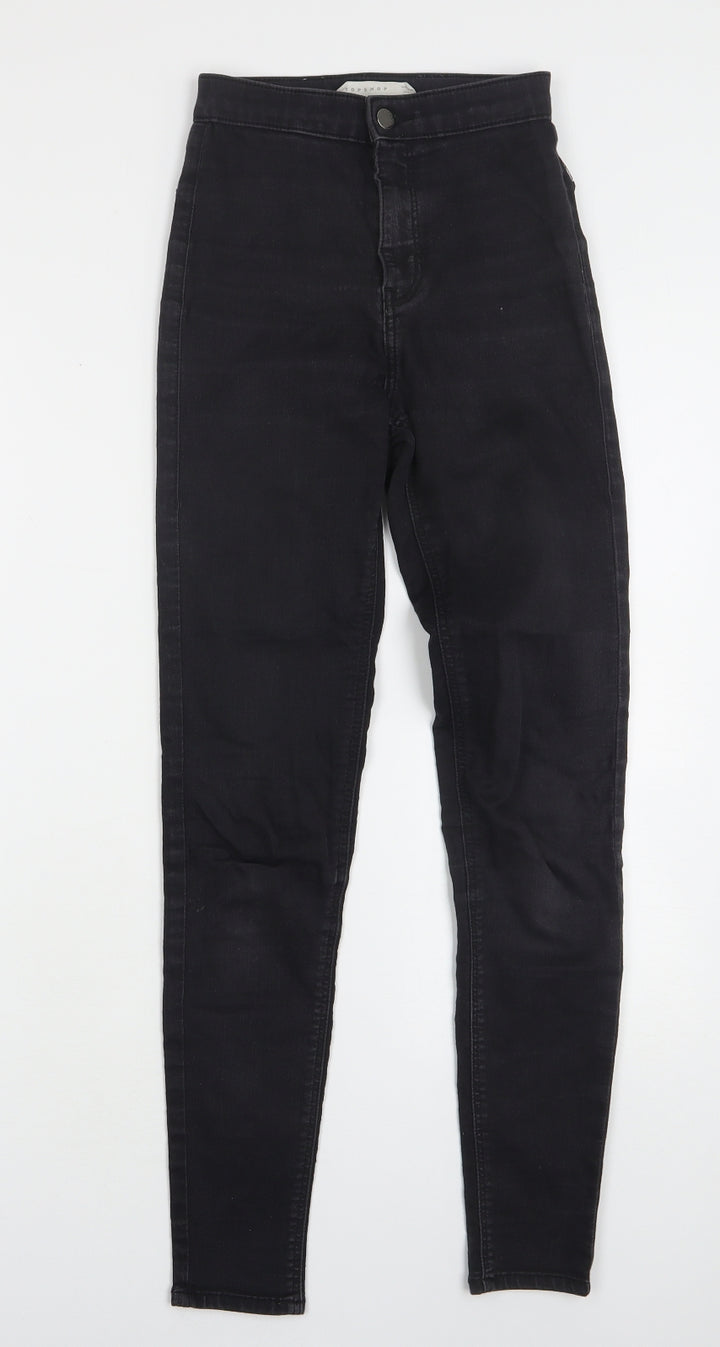 Topshop Womens Black Cotton Skinny Jeans Size 24 in L29 in Regular