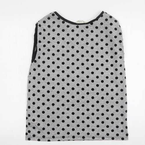 Miss Selfridge Womens Grey Polka Dot Polyester Basic Tank Size 10 Round Neck