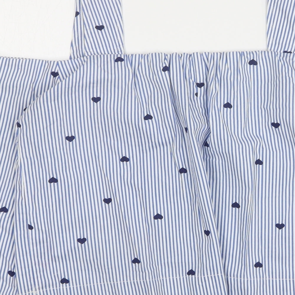 Miss Selfridge Womens Blue Striped Cotton Basic Blouse Size 8 Square Neck