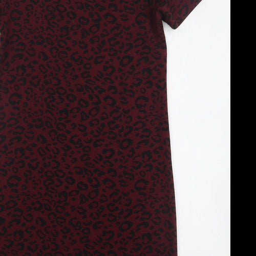 New Look Womens Purple Animal Print Polyester Jumper Dress  Size 8  Round Neck