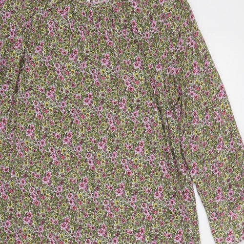 H&M Womens Multicoloured Floral Polyester A-Line  Size XS  Round Neck