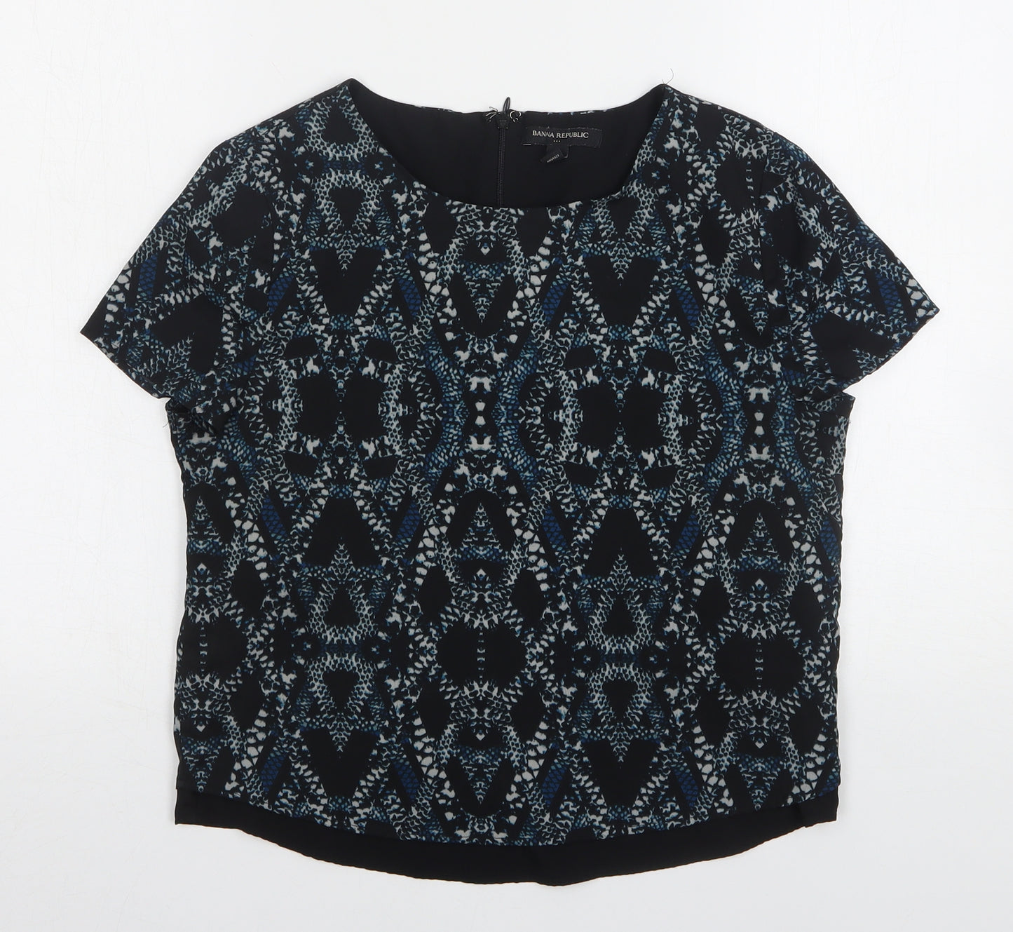 Banana Republic Womens Multicoloured Geometric Polyester Basic Blouse Size XS Round Neck