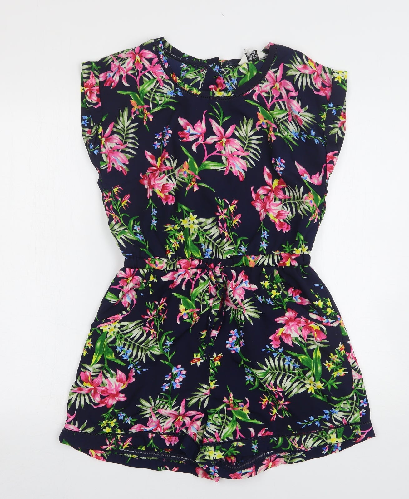 Brave Soul Womens Blue Floral Polyester Playsuit One-Piece Size 10