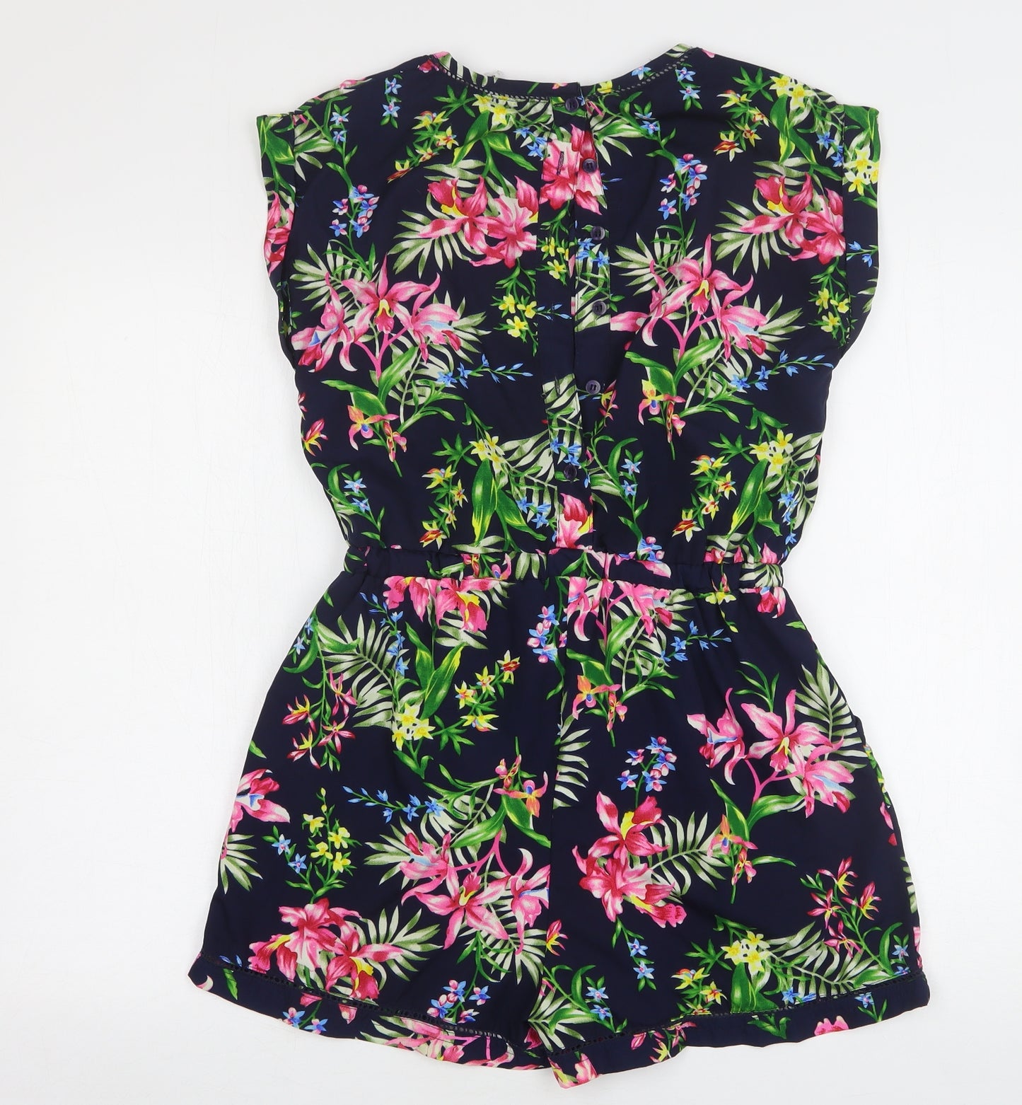 Brave Soul Womens Blue Floral Polyester Playsuit One-Piece Size 10