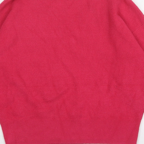 Marks and Spencer Womens Pink V-Neck  Polyester Pullover Jumper Size XS