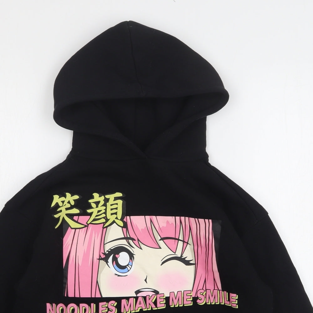 Zara Womens Black  Polyester Pullover Hoodie Size 10