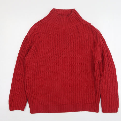 Gap Womens Red High Neck  Cotton Pullover Jumper Size S