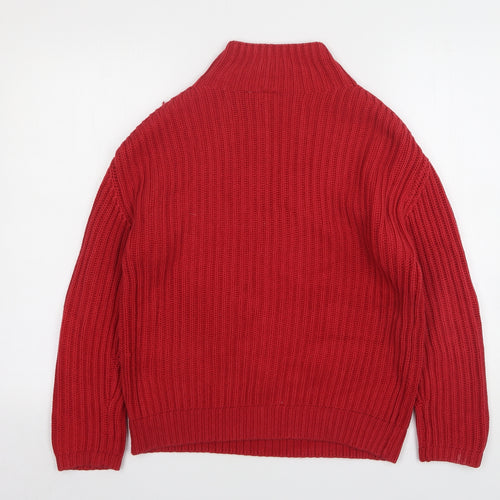 Gap Womens Red High Neck  Cotton Pullover Jumper Size S