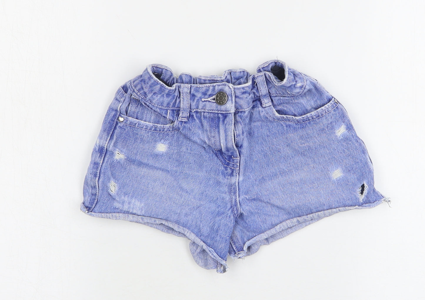 George Girls Blue  Cotton Cut-Off Shorts Size 6-7 Years  Regular