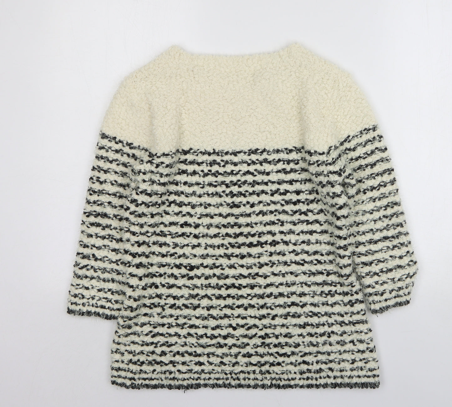 Bonmarche  Womens Beige Round Neck Striped Polyester Pullover Jumper Size M