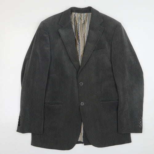 Douglas Mens Grey Striped Polyester Jacket Suit Jacket Size 40