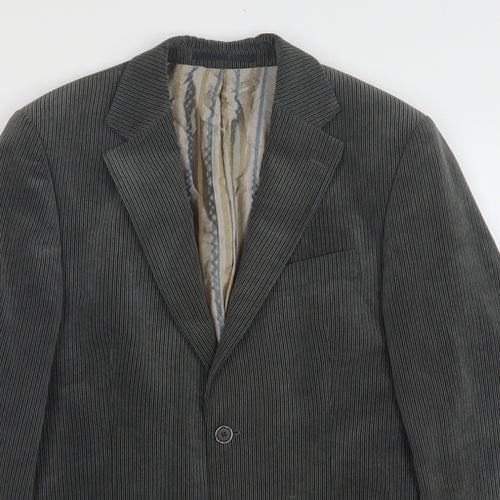 Douglas Mens Grey Striped Polyester Jacket Suit Jacket Size 40