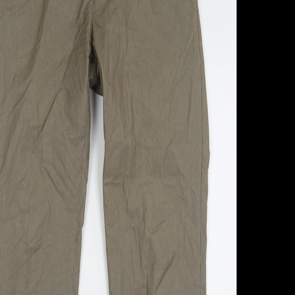 H&M Mens Green Striped Cotton Trousers  Size 34 L34 in Regular