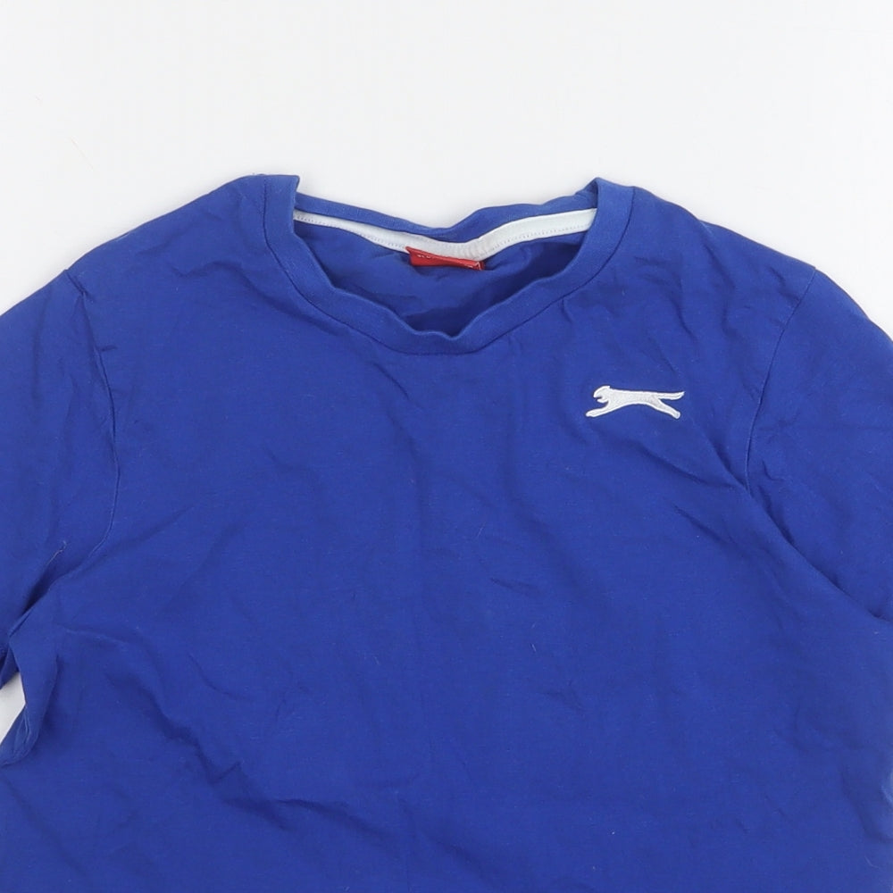 Slazenger Boys Blue  Cotton Basic T-Shirt Size 9-10 Years Round Neck