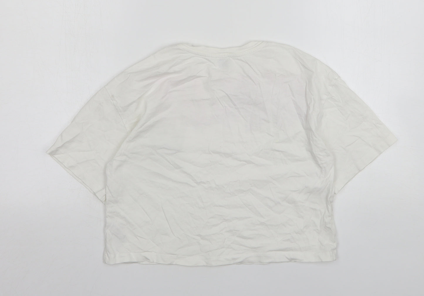 River Island  Girls White  Cotton Cropped T-Shirt Size 11-12 Years Round Neck
