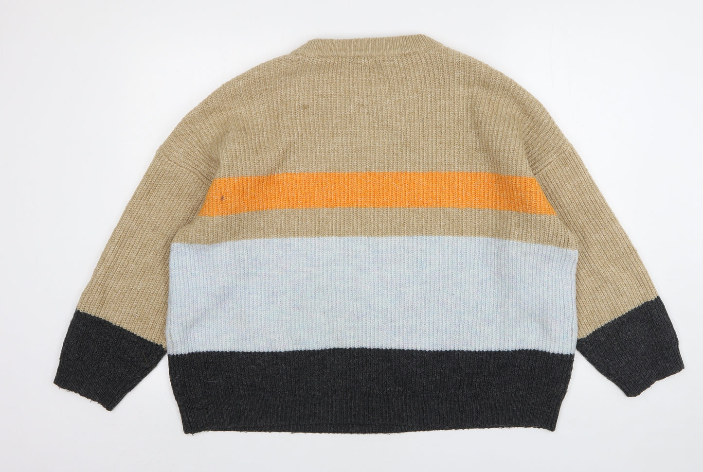 F&F Womens Multicoloured Round Neck Striped Acrylic Pullover Jumper Size 18