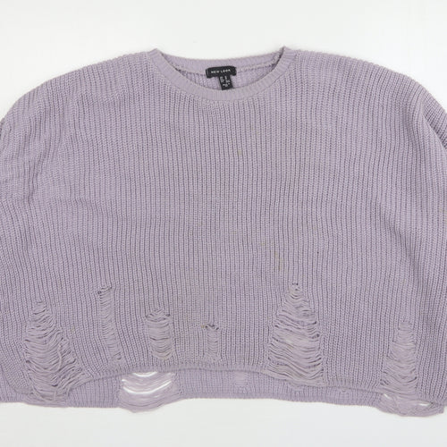 New Look Womens Purple Round Neck  Acrylic Pullover Jumper Size M