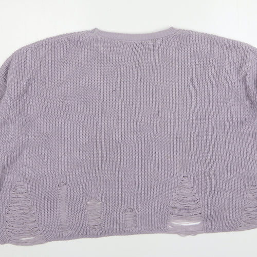 New Look Womens Purple Round Neck  Acrylic Pullover Jumper Size M