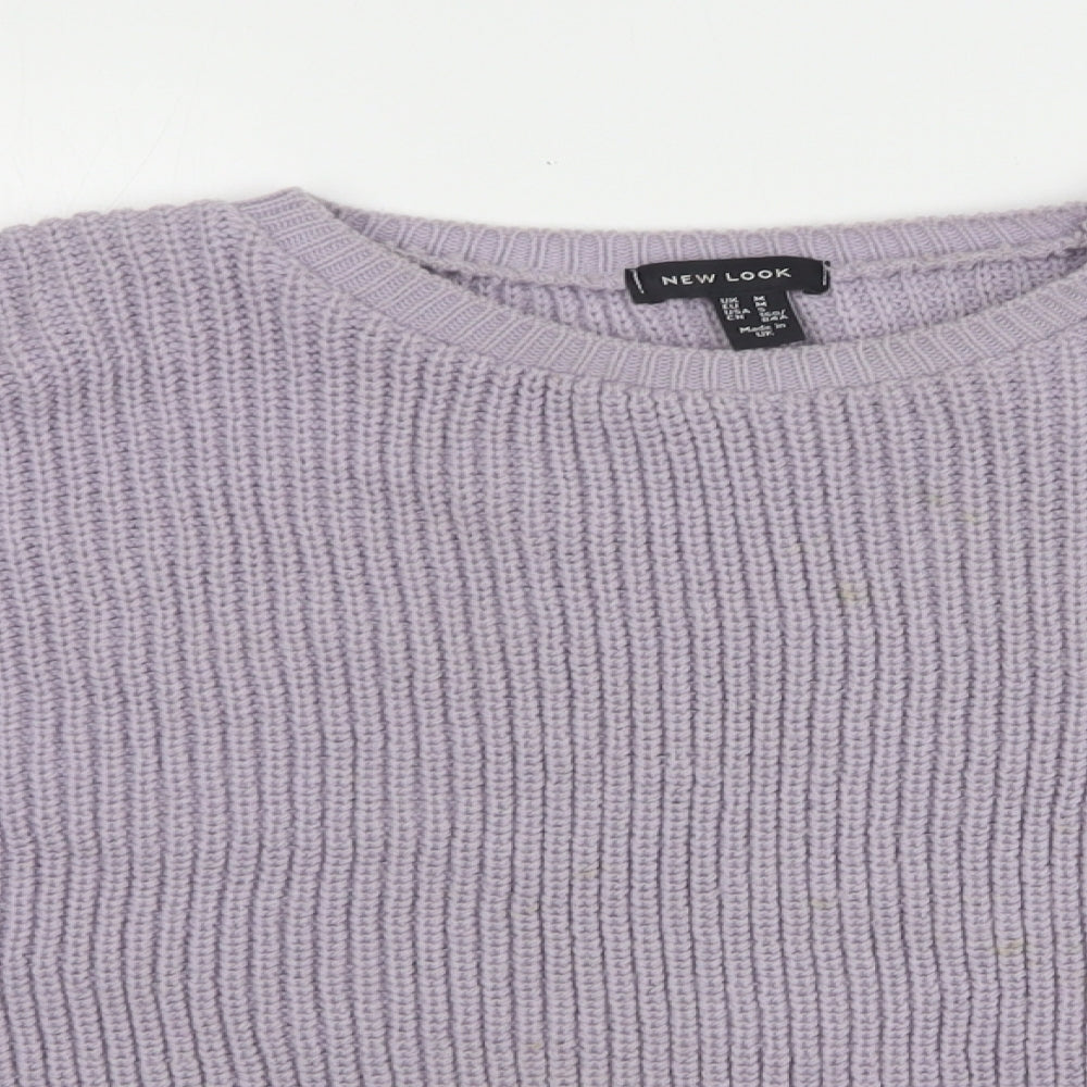 New Look Womens Purple Round Neck  Acrylic Pullover Jumper Size M