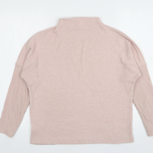 H&M Womens Pink High Neck  Viscose Pullover Jumper Size XS