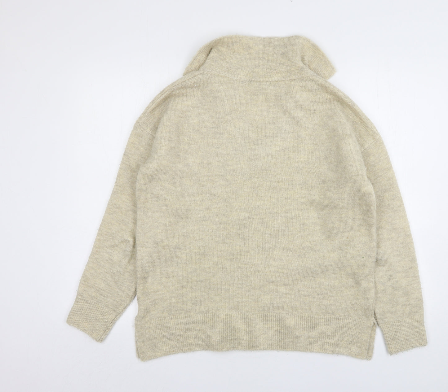 F&F Womens Beige Collared  Acrylic Pullover Jumper Size 8