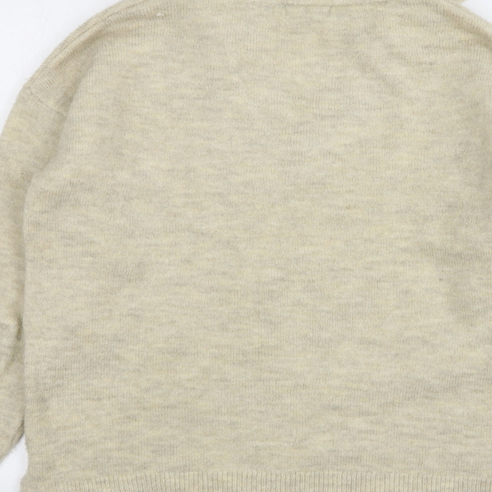 F&F Womens Beige Collared  Acrylic Pullover Jumper Size 8