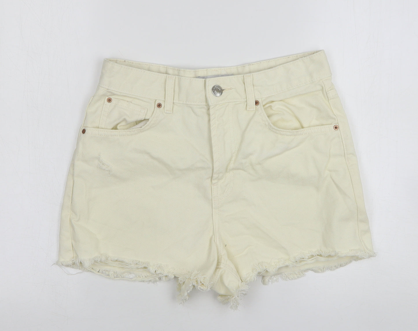 Denim & Co. Womens Ivory  Cotton Cut-Off Shorts Size 10 L3 in Regular