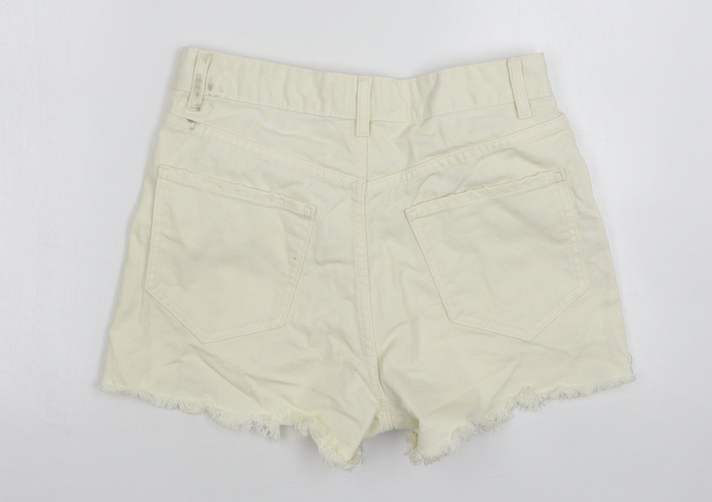 Denim & Co. Womens Ivory  Cotton Cut-Off Shorts Size 10 L3 in Regular