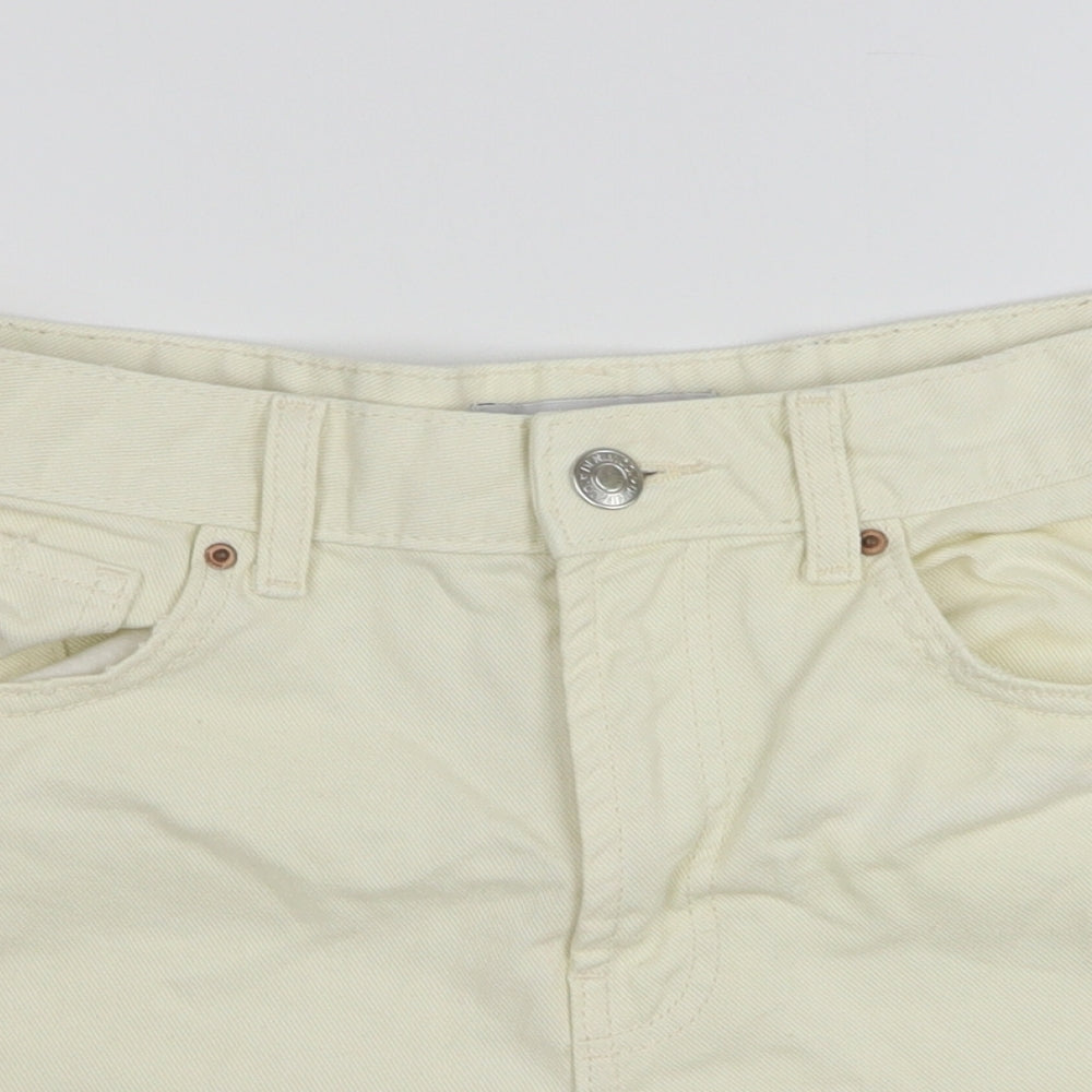 Denim & Co. Womens Ivory  Cotton Cut-Off Shorts Size 10 L3 in Regular