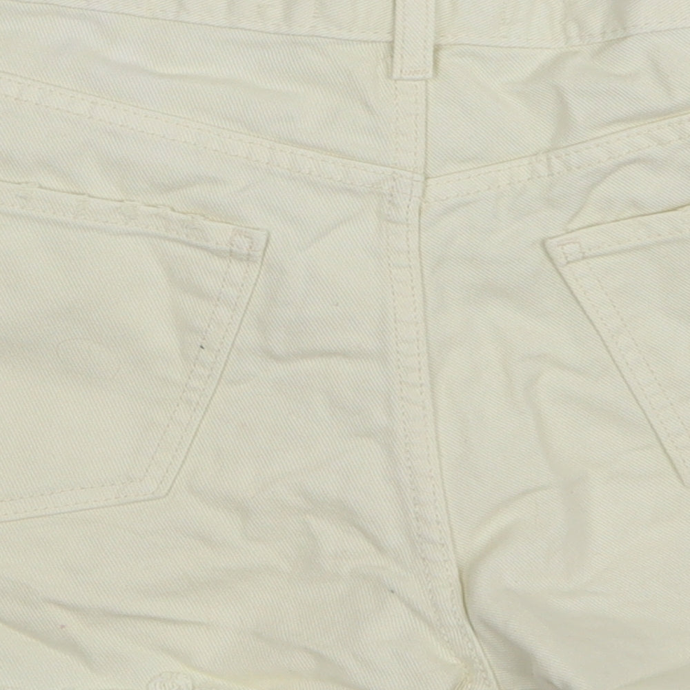 Denim & Co. Womens Ivory  Cotton Cut-Off Shorts Size 10 L3 in Regular