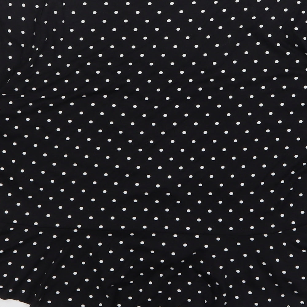 Primark Womens Black Polka Dot Viscose Basic T-Shirt Size 18 V-Neck