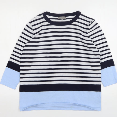 First Avenue Womens Multicoloured Round Neck Striped Polyester Pullover Jumper Size M