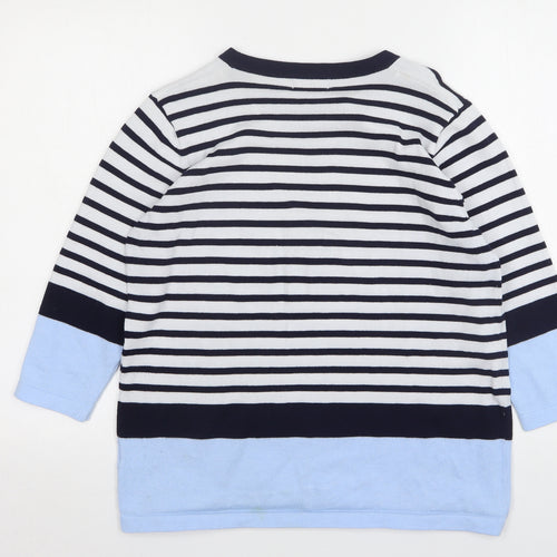 First Avenue Womens Multicoloured Round Neck Striped Polyester Pullover Jumper Size M