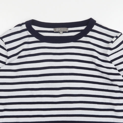 First Avenue Womens Multicoloured Round Neck Striped Polyester Pullover Jumper Size M
