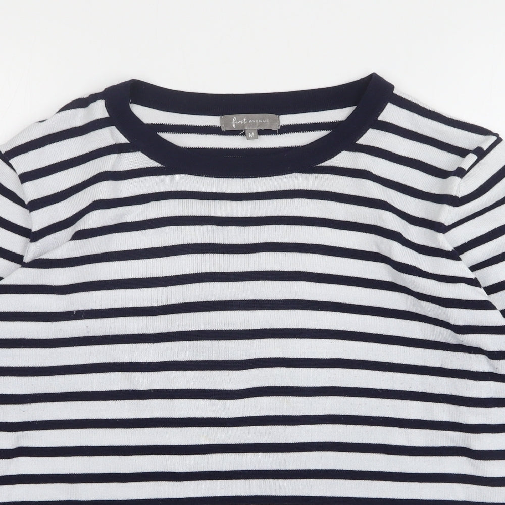 First Avenue Womens Multicoloured Round Neck Striped Polyester Pullover Jumper Size M