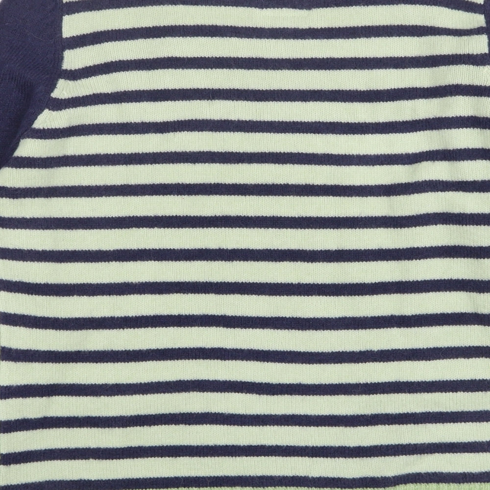 Mantaray Womens Green Round Neck Striped Acrylic Pullover Jumper Size 14
