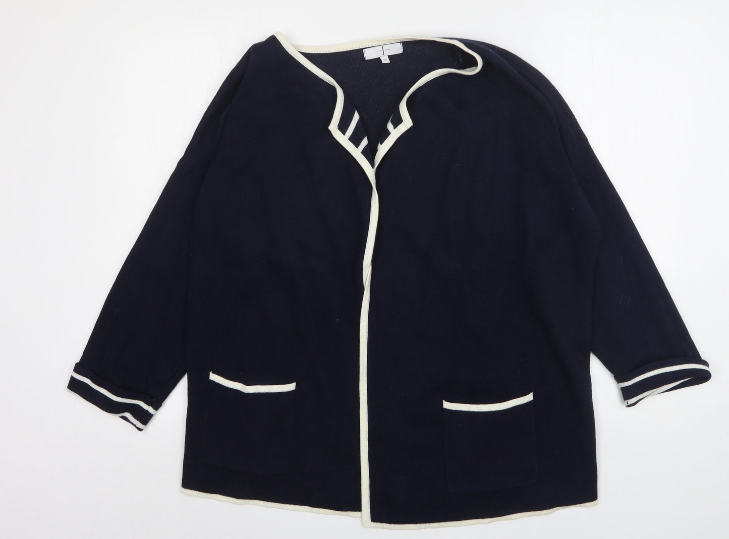 Jasper Conran Womens Blue V-Neck Striped Viscose Cardigan Jumper Size 12